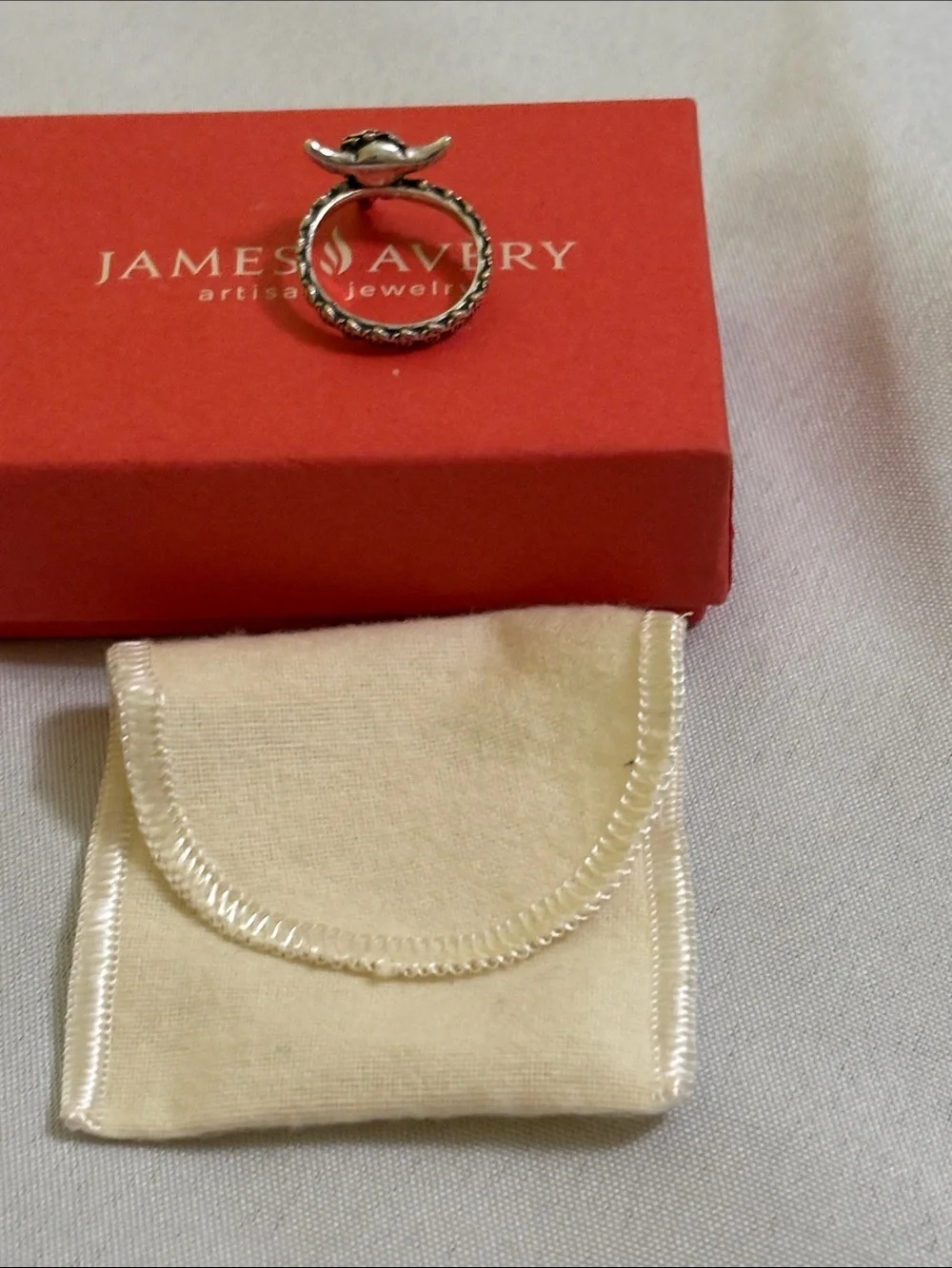 James Avery Sterling Silver Desert  Rose Ring with Red Box